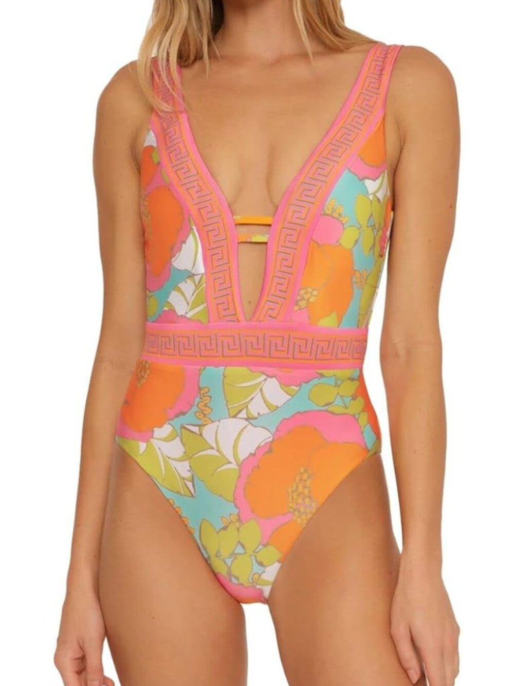 Trina Turk Playa De Flor Plunge One Piece Swimsuit